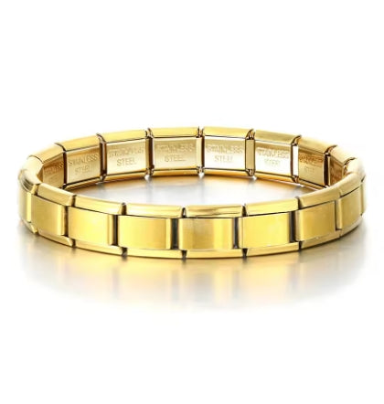 bracelets Pulseras con dijes italianos, cadena básica DIY, brazalete de acero inoxidable, módulos ensamblados versátiles, regalo Ideal, Universal, 9mm, envío directo