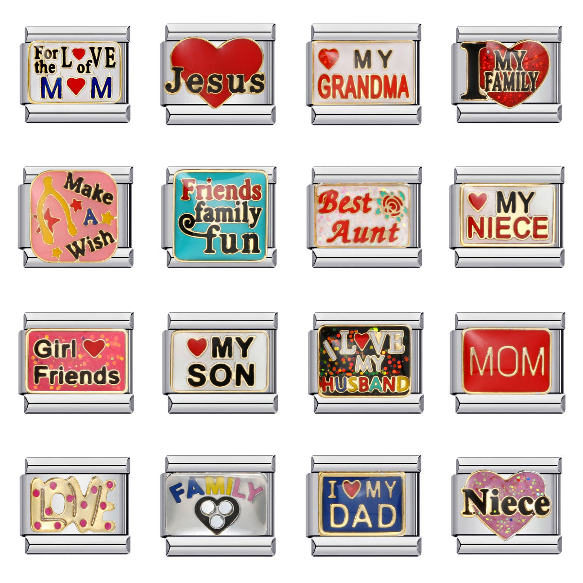 Family Elements DIY Elastic Bracelet Stainless Steel Welding Drip Oil Italian Module Bracelet Accessories Wholesale Family Elements DIY Elastic Bracelet Stainless Steel Welding Drip Oil Italian Module Bracelet Accessories Wholesale