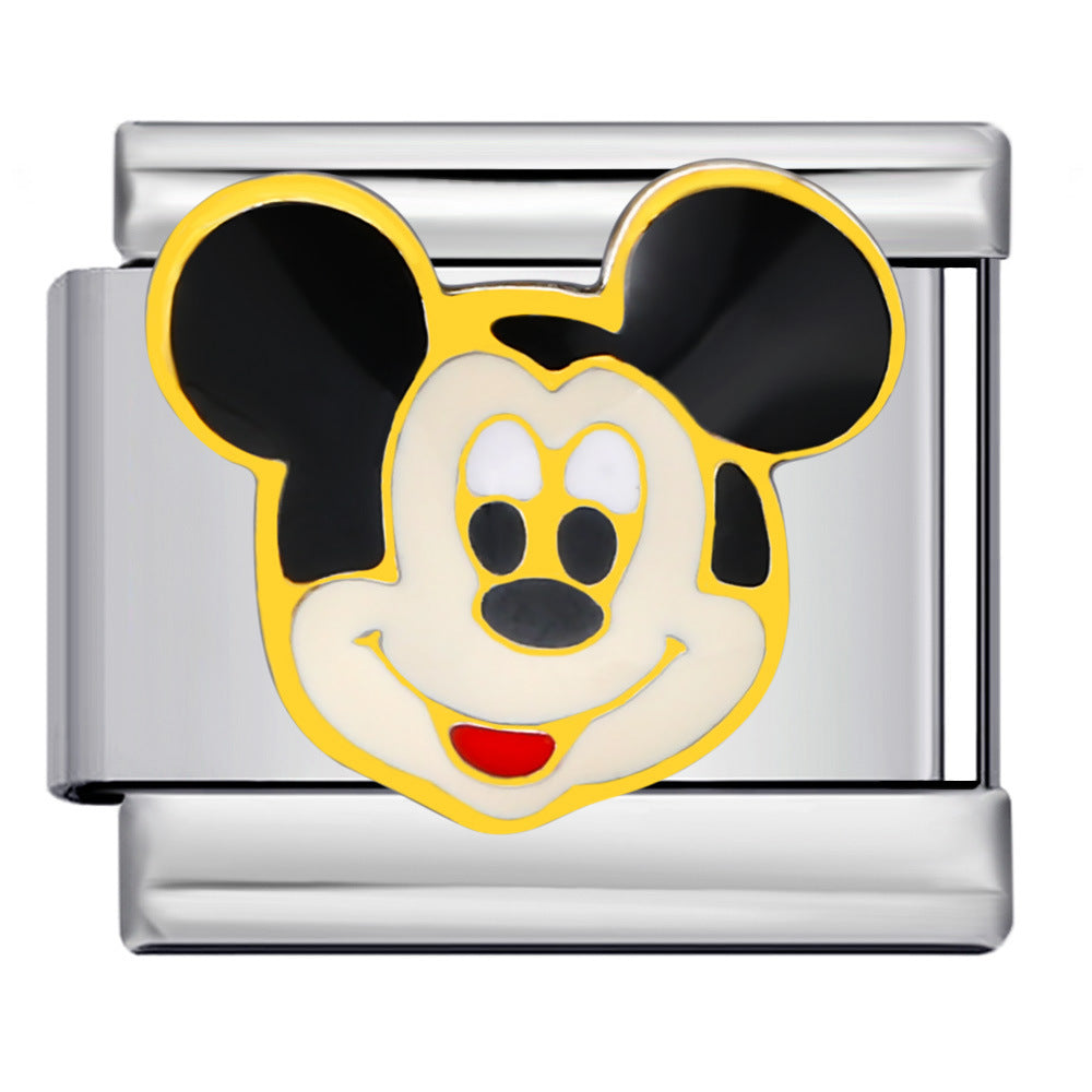 Stainless Steel Welding Drip Oil Animal Pattern DIY Italian Module Bracelet Free Splicing Elastic Accessories Wholesale Stainless Steel Welding Drip Oil Animal Pattern DIY Italian Module Bracelet Free Splicing Elastic Accessories Wholesale