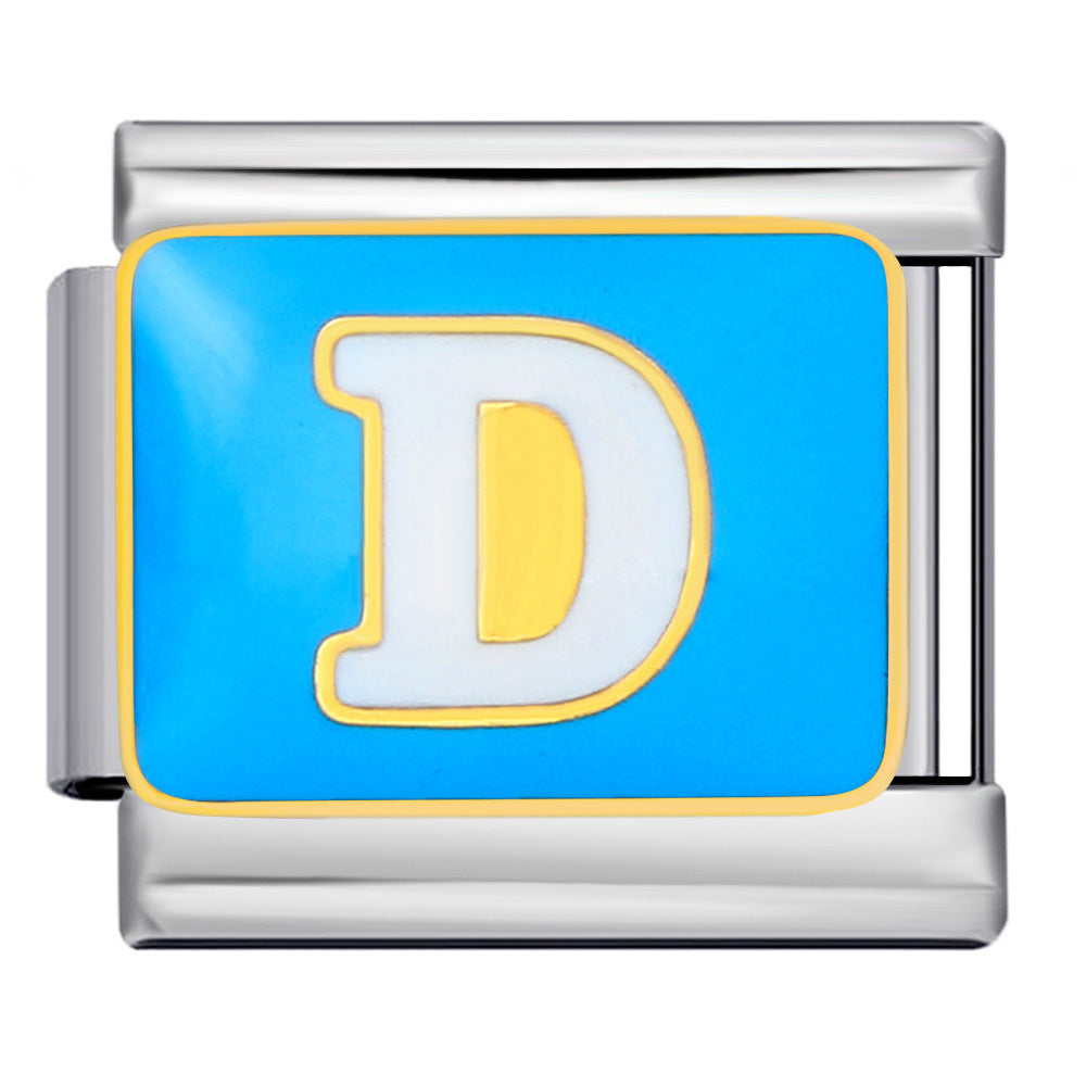 New Color Drip Oil Letter Italian Module Bracelet Titanium Steel Welding DIY Elastic Splicing Fashion Bracelet New Color Drip Oil Letter Italian Module Bracelet Titanium Steel Welding DIY Elastic Splicing Fashion Bracelet