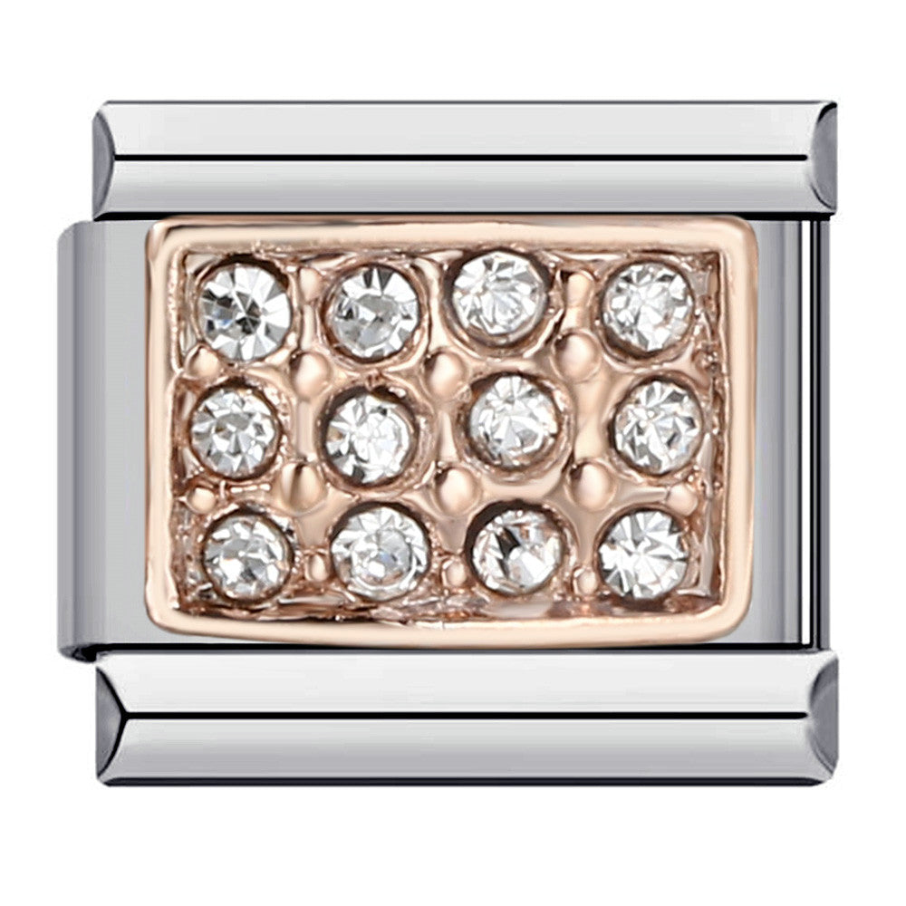 Diamond Studded Square Stainless Steel DIY Italian Module Bracelet Italian Charm Bracelet Diamond Studded Square Stainless Steel DIY Italian Module Bracelet Italian Charm Bracelet