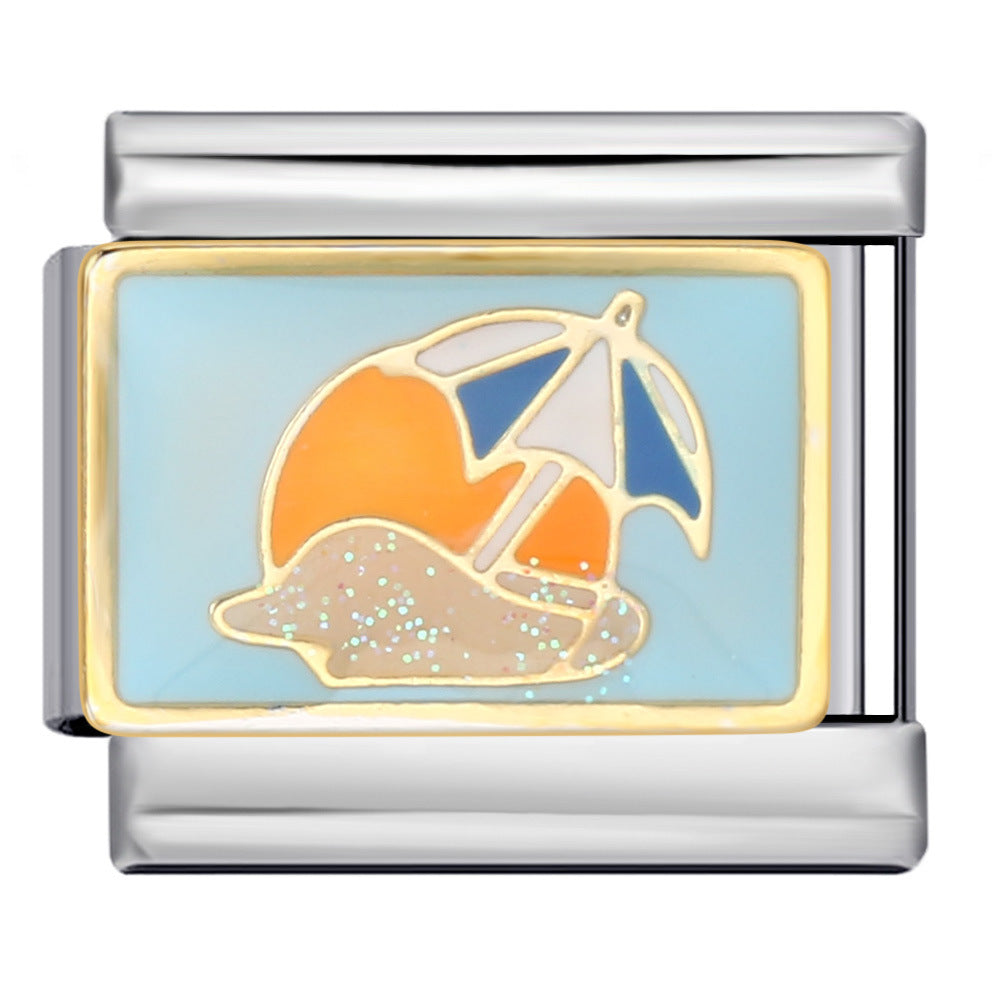 New Italian Module Bracelet Beach Camping Titanium Steel Drip Oil Cartoon Pattern DIY Welding Bracelet Accessories New Italian Module Bracelet Beach Camping Titanium Steel Drip Oil Cartoon Pattern DIY Welding Bracelet Accessories