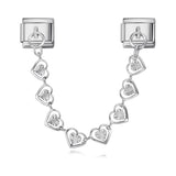 New Stainless Steel Heart-shaped Pendant Italian Module Bracelet with Double Hooks DIY Elastic Splicing Strap Chain New Stainless Steel Heart-shaped Pendant Italian Module Bracelet with Double Hooks DIY Elastic Splicing Strap Chain