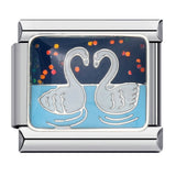 Blue Titanium Steel Welded Pattern Italian Modular Bracelet, Gold-Plated Drip Enamel Free Combination Link Bracelet Blue Titanium Steel Welded Pattern Italian Modular Bracelet, Gold-Plated Drip Enamel Free Combination Link Bracelet