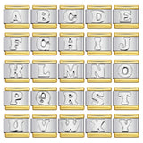 Fashion Gold Cover Silver Concave English Letter Bracelet Titanium Steel Non Dripping Oil DIY Italian Module Bracelet Wholesale Fashion Gold Cover Silver Concave English Letter Bracelet Titanium Steel Non Dripping Oil DIY Italian Module Bracelet Wholesale