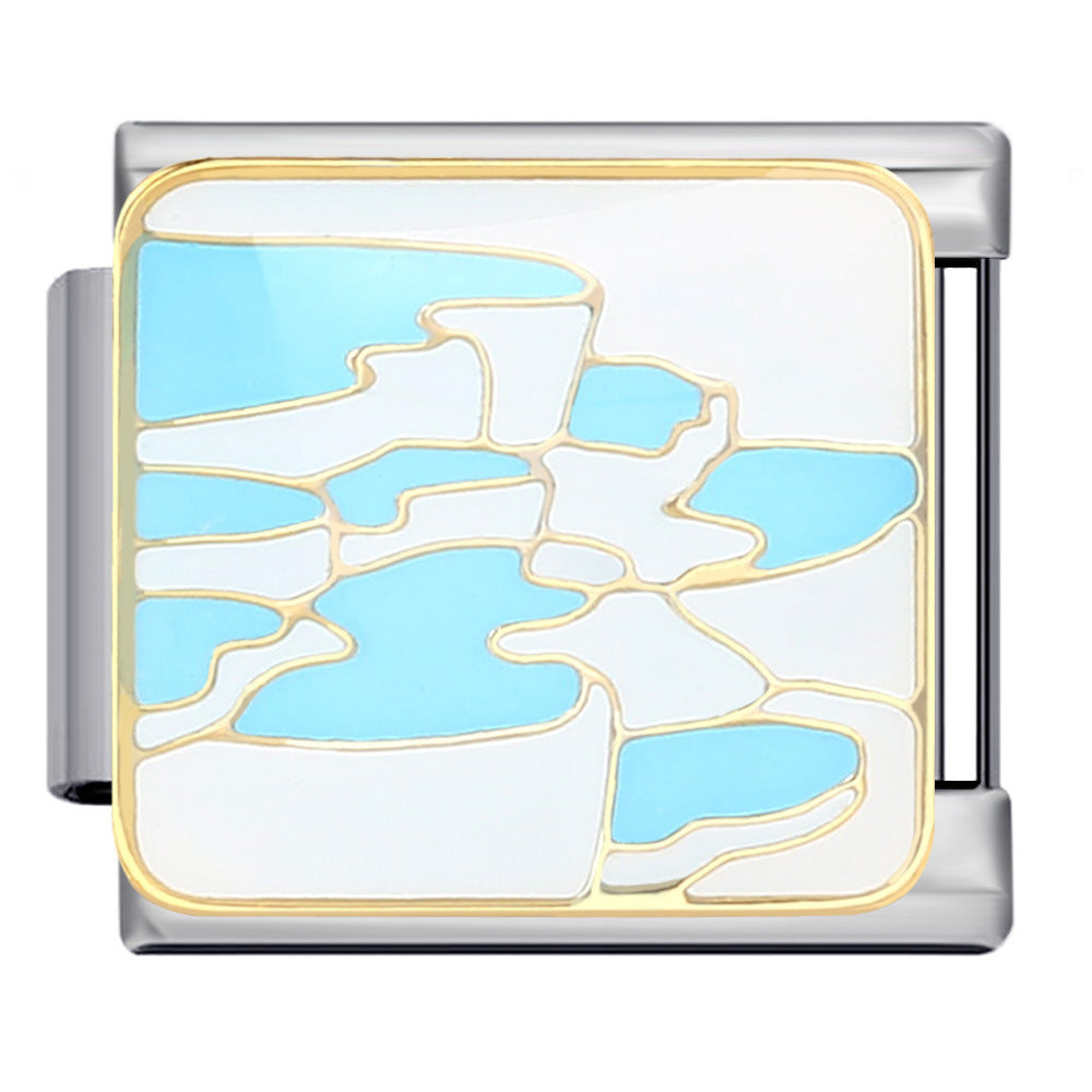 Italian Module Bracelet Peace Series Stainless Steel Welding Drip Oil Pattern DIY Elastic Splicing Strap Chain Italian Module Bracelet Peace Series Stainless Steel Welding Drip Oil Pattern DIY Elastic Splicing Strap Chain