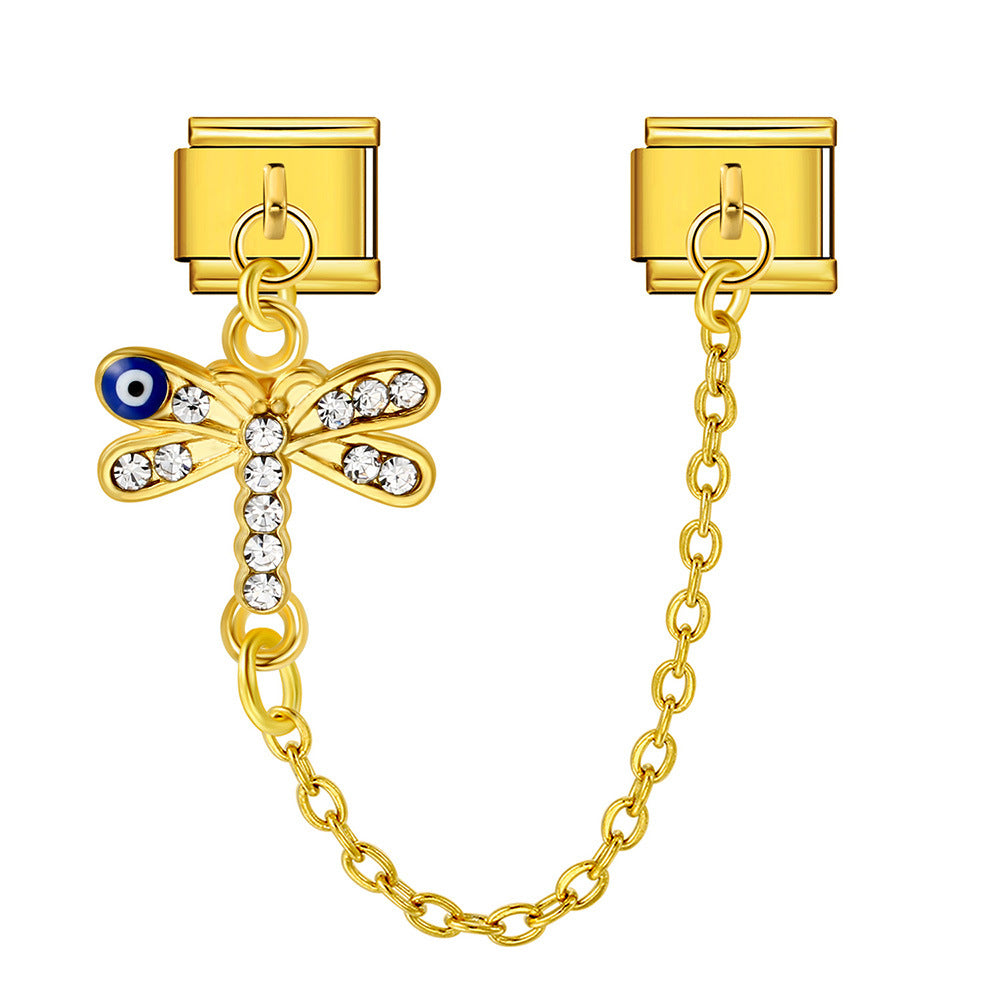 New Gold and Silver Devil's Eye Hook Chain Bracelet Stainless Steel DIY Elastic Italian Module Bracelet New Gold and Silver Devil's Eye Hook Chain Bracelet Stainless Steel DIY Elastic Italian Module Bracelet