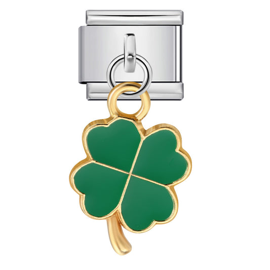 Clover Pendant Italian Module Bracelet Titanium Steel Hook DIY Drip Oil Elastic Free Splicing Strap Chain