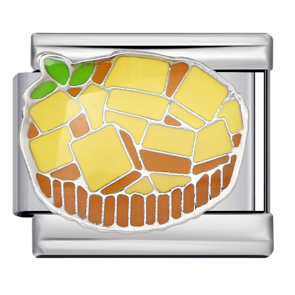 Gourmet Series Italian Module Bracelet Titanium Steel Welding Drip Oil Cartoon Pattern DIY Elastic Splicing Bracelet Gourmet Series Italian Module Bracelet Titanium Steel Welding Drip Oil Cartoon Pattern DIY Elastic Splicing Bracelet