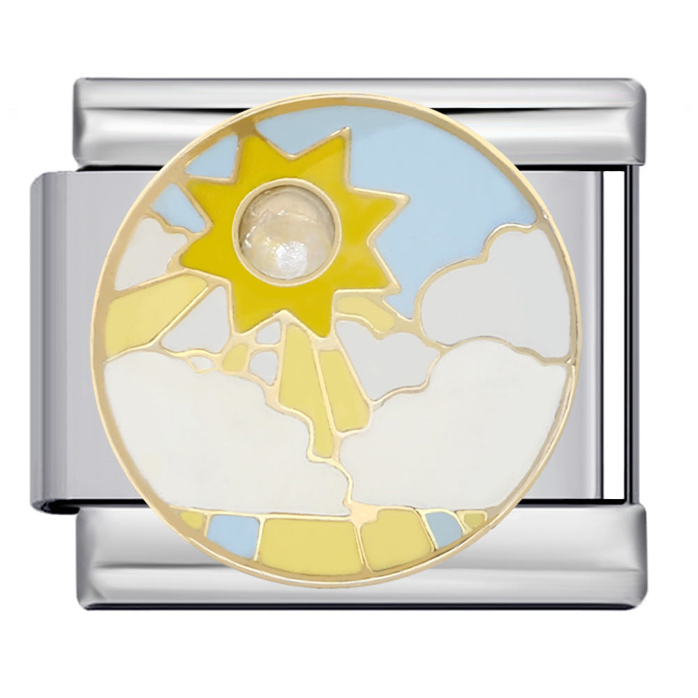 Space Planet Italy Module Bracelet Stainless Steel Welding Drip Oil Pattern DIY Elastic Personalized Bracelet Space Planet Italy Module Bracelet Stainless Steel Welding Drip Oil Pattern DIY Elastic Personalized Bracelet