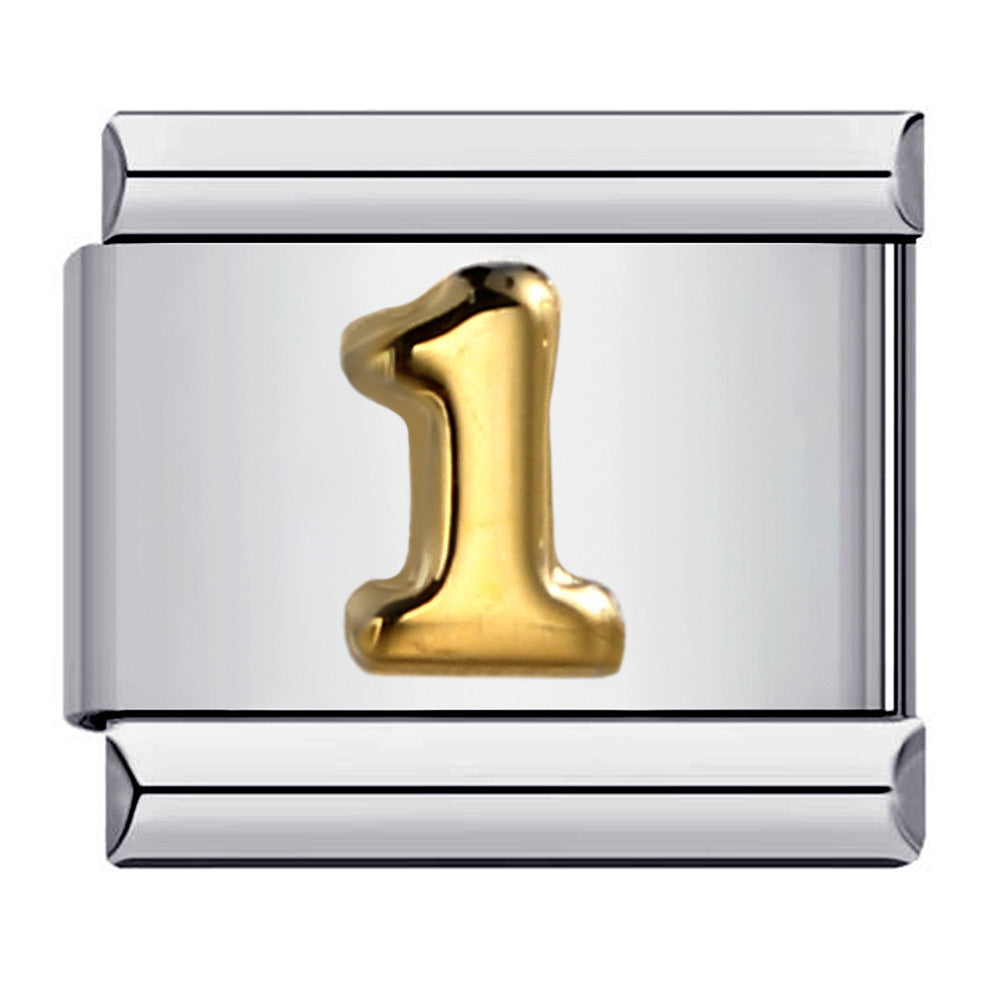 New titanium steel concave convex Arabic numerals DIY Italian module bracelet Italian Module New titanium steel concave convex Arabic numerals DIY Italian module bracelet Italian Module