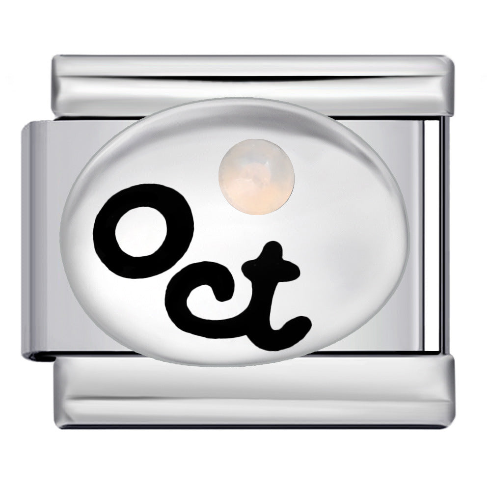 Italian Modular Bracelet 12 Birthstones Titanium Steel Welded Colorful Beads DIY Stretchable Fashion Wristband Accessory Italian Modular Bracelet 12 Birthstones Titanium Steel Welded Colorful Beads DIY Stretchable Fashion Wristband Accessory