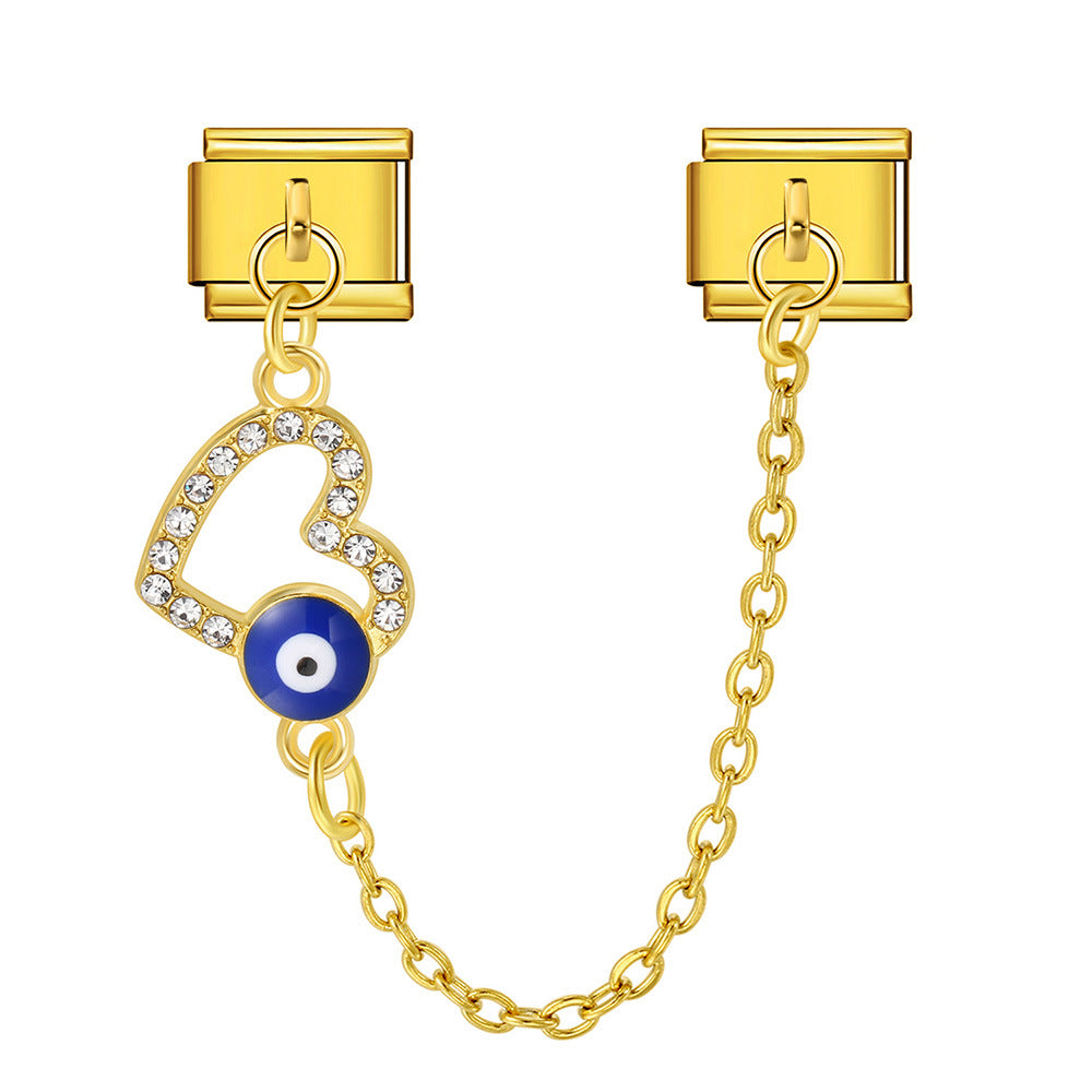 New Gold and Silver Devil's Eye Hook Chain Bracelet Stainless Steel DIY Elastic Italian Module Bracelet New Gold and Silver Devil's Eye Hook Chain Bracelet Stainless Steel DIY Elastic Italian Module Bracelet