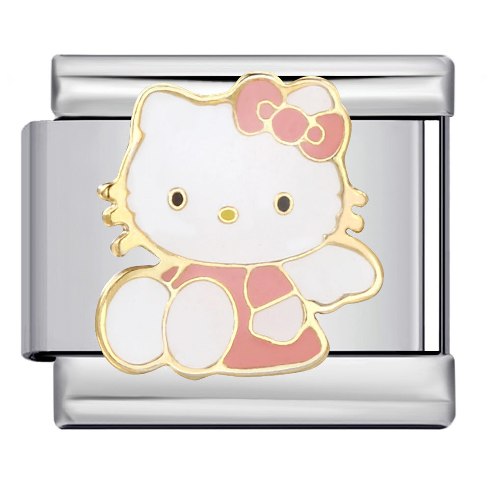 Wholesale DIY Titanium Steel Welded Enamel Drop Charms Italian Link Bracelet Straps with Cute Cartoon Patterns Wholesale DIY Titanium Steel Welded Enamel Drop Charms Italian Link Bracelet Straps with Cute Cartoon Patterns