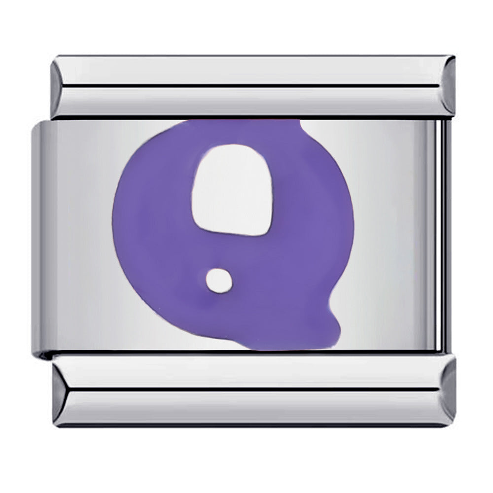 New Titanium Steel Purple English Letter DIY Italian Module Bracelet Alphebat New Titanium Steel Purple English Letter DIY Italian Module Bracelet Alphebat