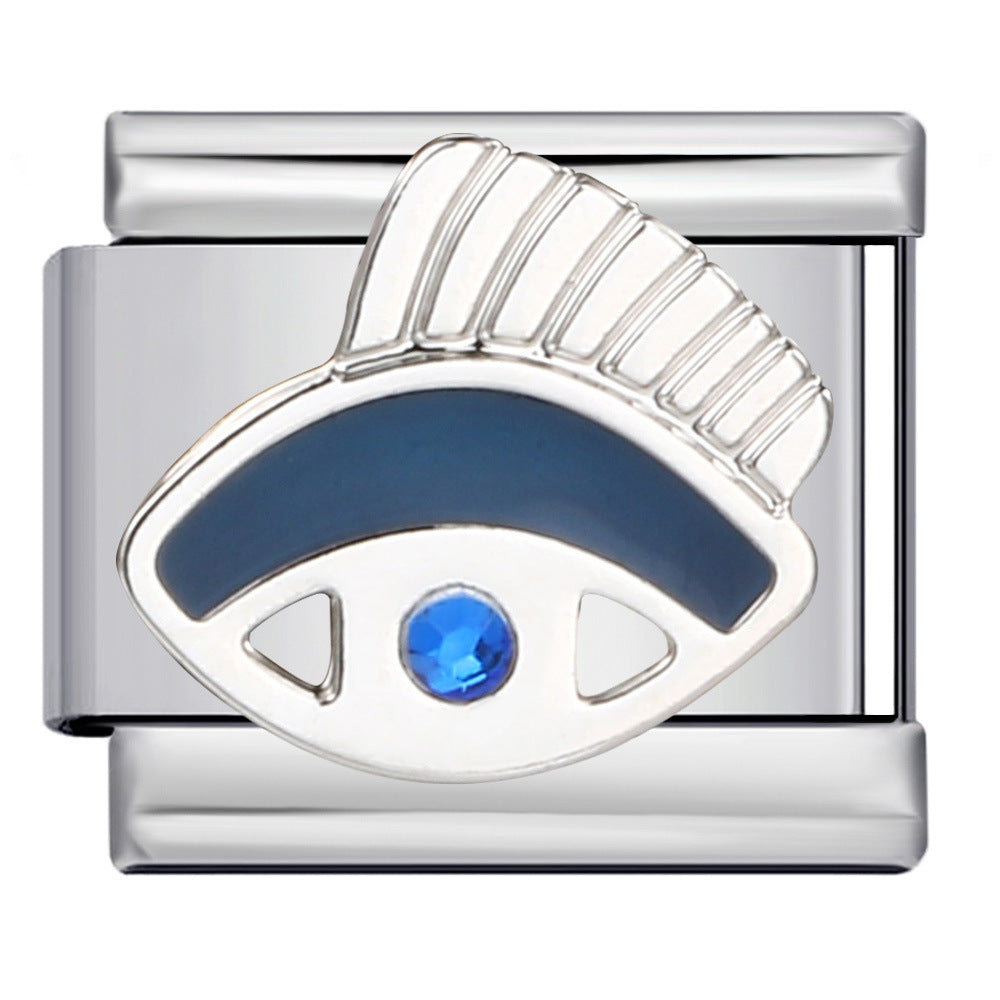 Italian Module Bracelet Devil's Eye Titanium Steel Welding Drip Oil Pattern DIY Elastic Splicing Personalized Strap Chain Italian Module Bracelet Devil's Eye Titanium Steel Welding Drip Oil Pattern DIY Elastic Splicing Personalized Strap Chain