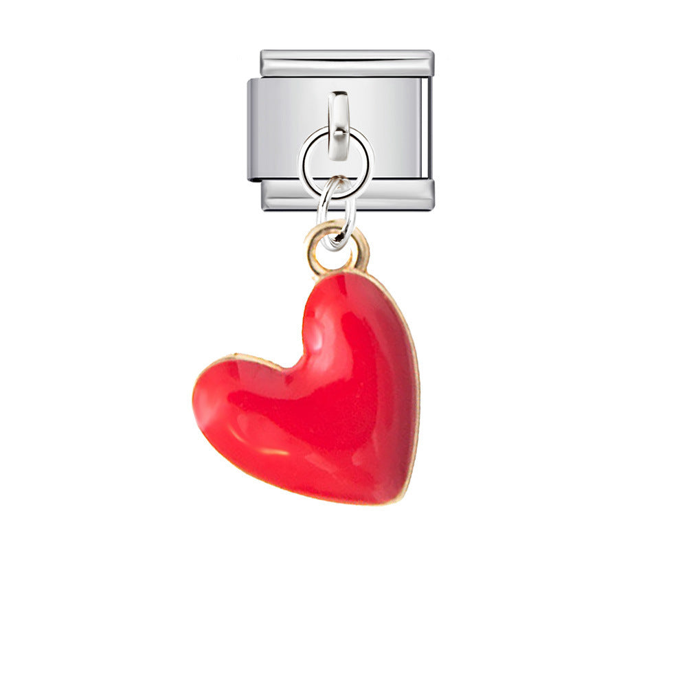 Italian Charm Bracelet with Heart Hook Stretchable Titanium Steel Link Chain Italian Charm Bracelet with Heart Hook Stretchable Titanium Steel Link Chain