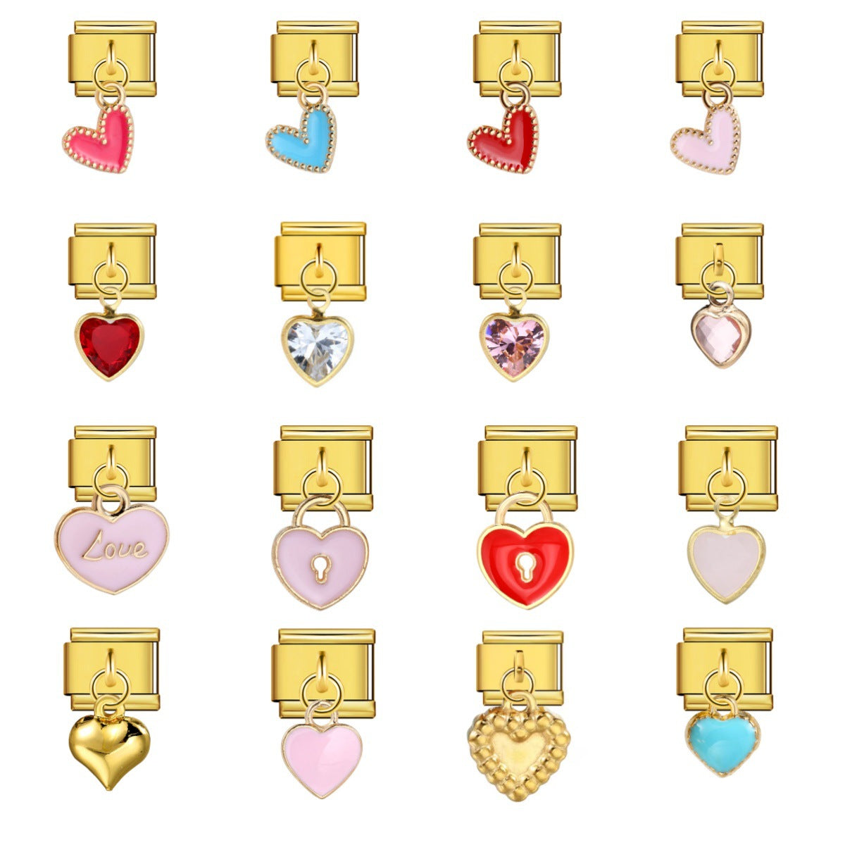 New Gold Bottom Love Pendant Italian Module Bracelet Stainless Steel Welding DIY Elastic Strap Chain Wholesale New Gold Bottom Love Pendant Italian Module Bracelet Stainless Steel Welding DIY Elastic Strap Chain Wholesale