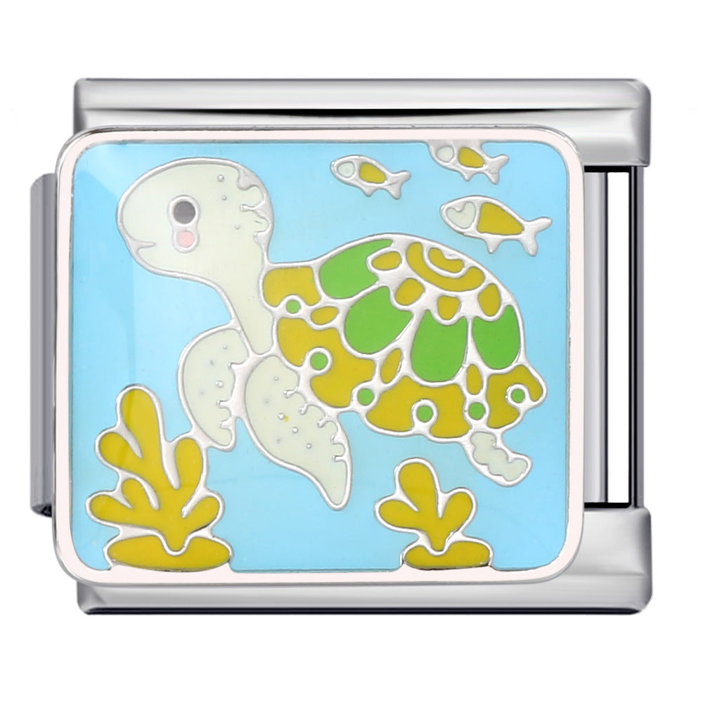 New Marine Biology Titanium Steel Strap Chain Gold Plated Welding Drip Oil DIY Italian Module Bracelet Accessories Wholesale New Marine Biology Titanium Steel Strap Chain Gold Plated Welding Drip Oil DIY Italian Module Bracelet Accessories Wholesale