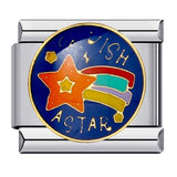 Blue Titanium Steel Welded Pattern Italian Modular Bracelet, Gold-Plated Drip Enamel Free Combination Link Bracelet Blue Titanium Steel Welded Pattern Italian Modular Bracelet, Gold-Plated Drip Enamel Free Combination Link Bracelet