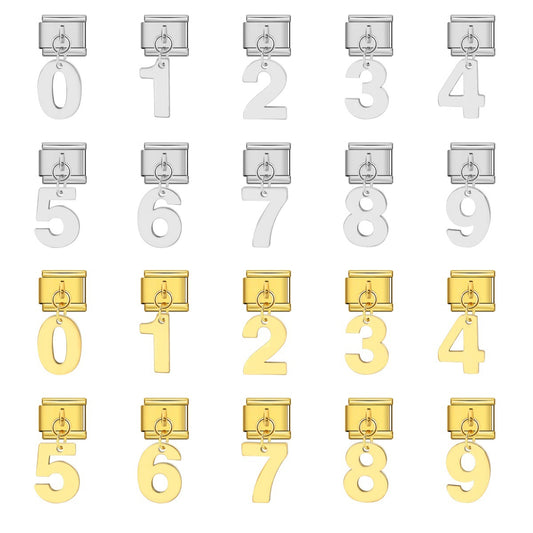 Single Digital Italian Module Bracelet Stainless Steel Hook Pendant DIY Elastic Bracelet Accessory