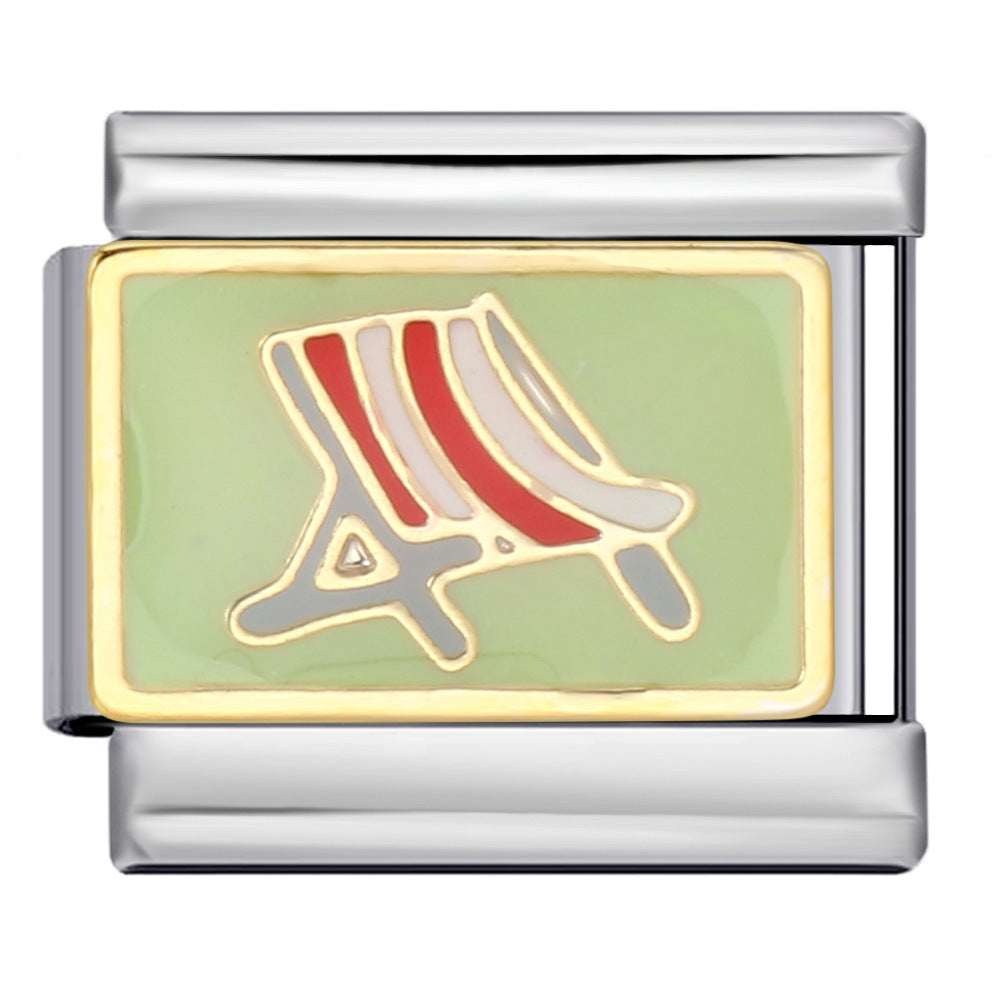 New Italian Module Bracelet Beach Camping Titanium Steel Drip Oil Cartoon Pattern DIY Welding Bracelet Accessories New Italian Module Bracelet Beach Camping Titanium Steel Drip Oil Cartoon Pattern DIY Welding Bracelet Accessories