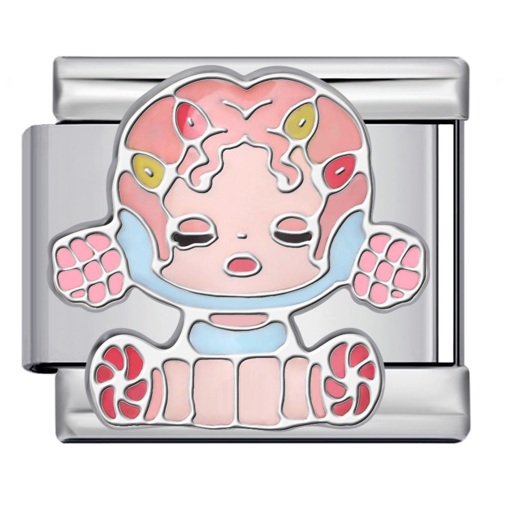 Cartoon Character Italian Module Bracelet Stainless Steel Welding Pattern DIY Elastic Splicing Versatile Bracelet Cartoon Character Italian Module Bracelet Stainless Steel Welding Pattern DIY Elastic Splicing Versatile Bracelet