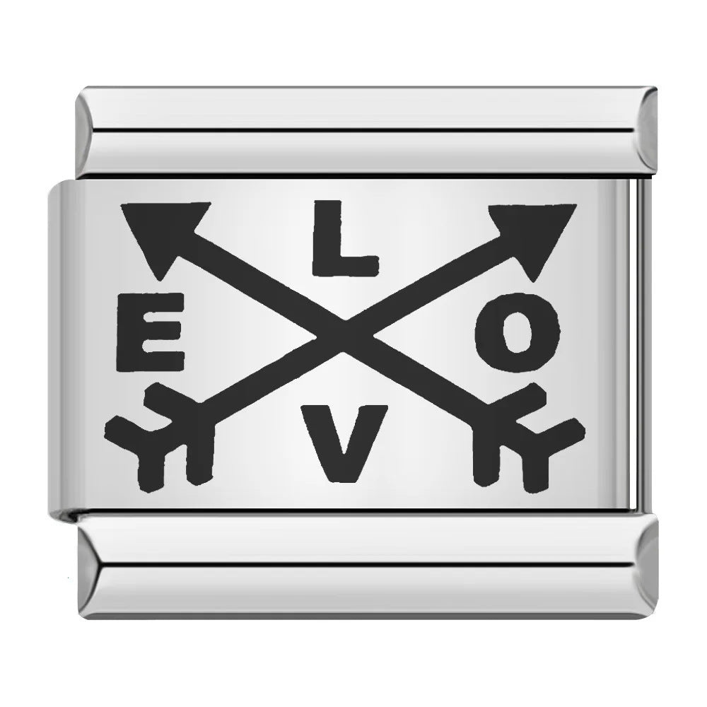 Cross Border Hot Selling Laser Engraving Heart-shaped Series Titanium Steel Handmade DIY Italian Module Bracelet Wholesale Cross Border Hot Selling Laser Engraving Heart-shaped Series Titanium Steel Handmade DIY Italian Module Bracelet Wholesale