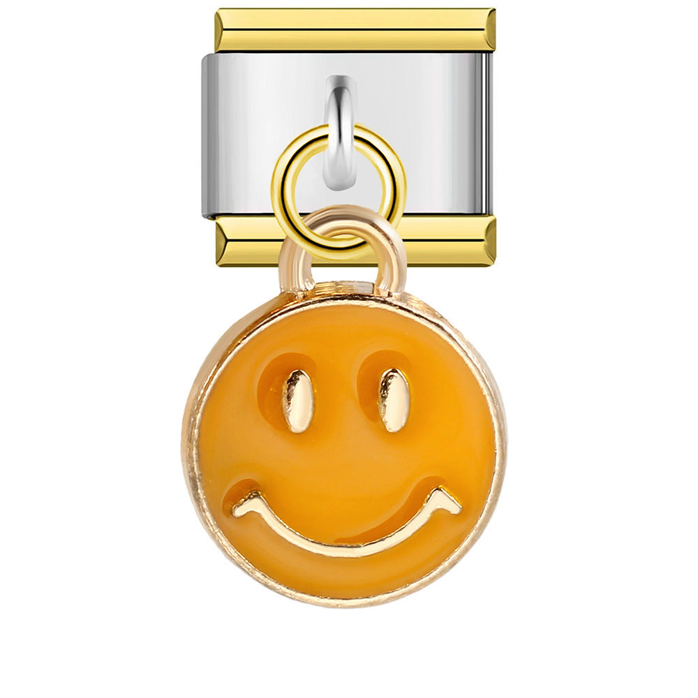 Single Hook Italian Module Bracelet, Square Elastic Splicing Titanium Steel Strap Chain, Italian Charm Single Hook Italian Module Bracelet, Square Elastic Splicing Titanium Steel Strap Chain, Italian Charm