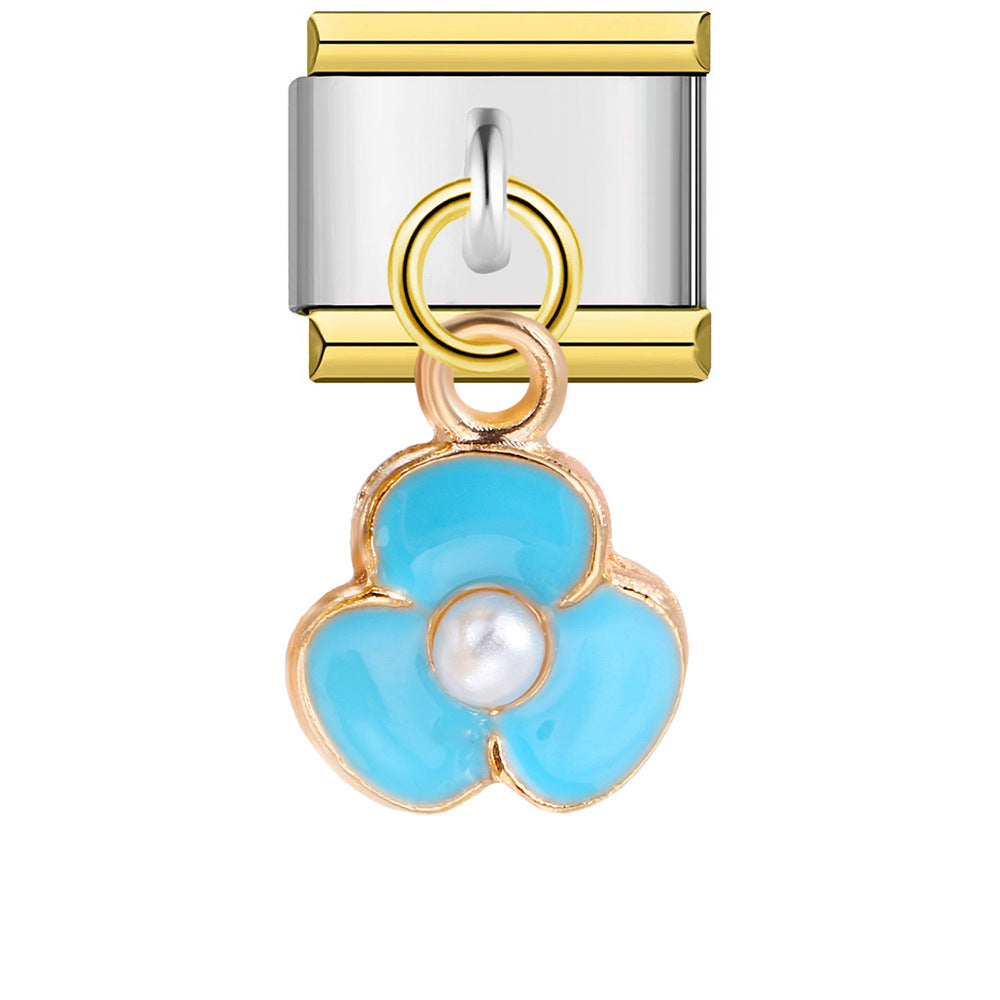 Single Hook Italian Module Bracelet, Square Elastic Splicing Titanium Steel Strap Chain, Italian Charm Single Hook Italian Module Bracelet, Square Elastic Splicing Titanium Steel Strap Chain, Italian Charm