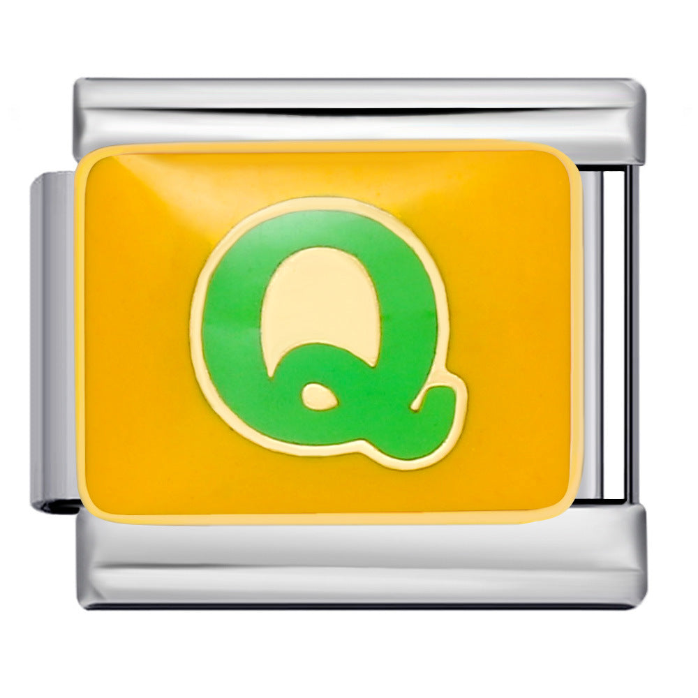 New Color Drip Oil Letter Italian Module Bracelet Titanium Steel Welding DIY Elastic Splicing Fashion Bracelet New Color Drip Oil Letter Italian Module Bracelet Titanium Steel Welding DIY Elastic Splicing Fashion Bracelet