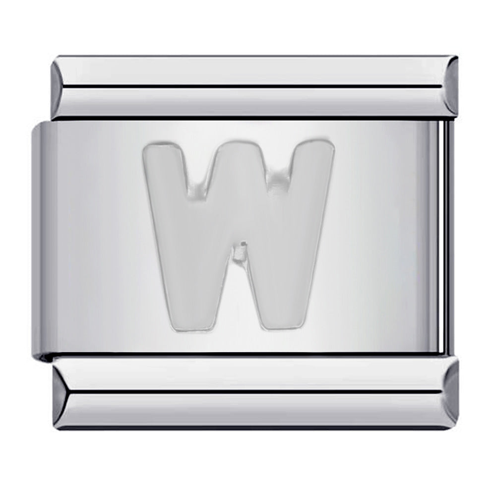 New Titanium Steel Silver Concave Surface 26 English Letters Italian Module Bracelet DIY Strap Chain Accessories Wholesale New Titanium Steel Silver Concave Surface 26 English Letters Italian Module Bracelet DIY Strap Chain Accessories Wholesale