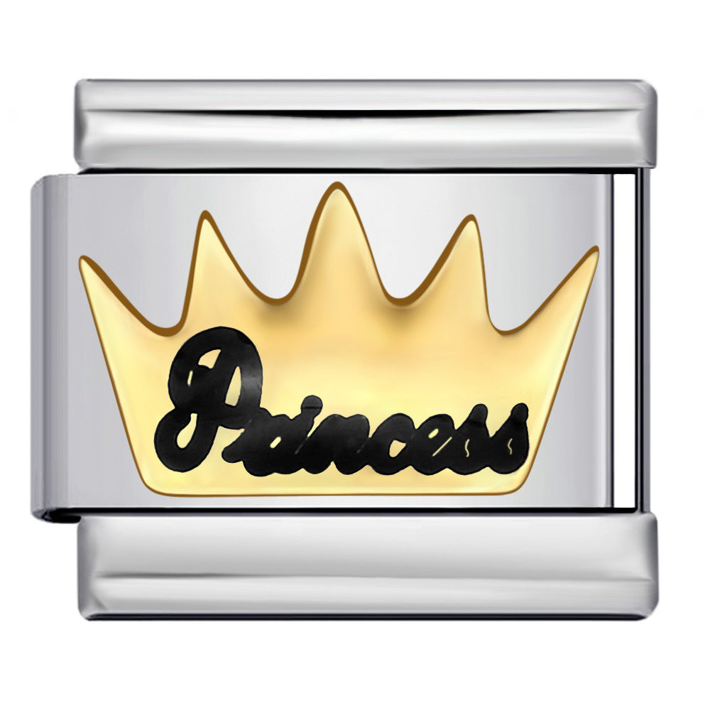 New Personalized English Italian Module Bracelet Titanium Steel Welding Drip Oil DIY Elastic Free Splicing Bracelet New Personalized English Italian Module Bracelet Titanium Steel Welding Drip Oil DIY Elastic Free Splicing Bracelet