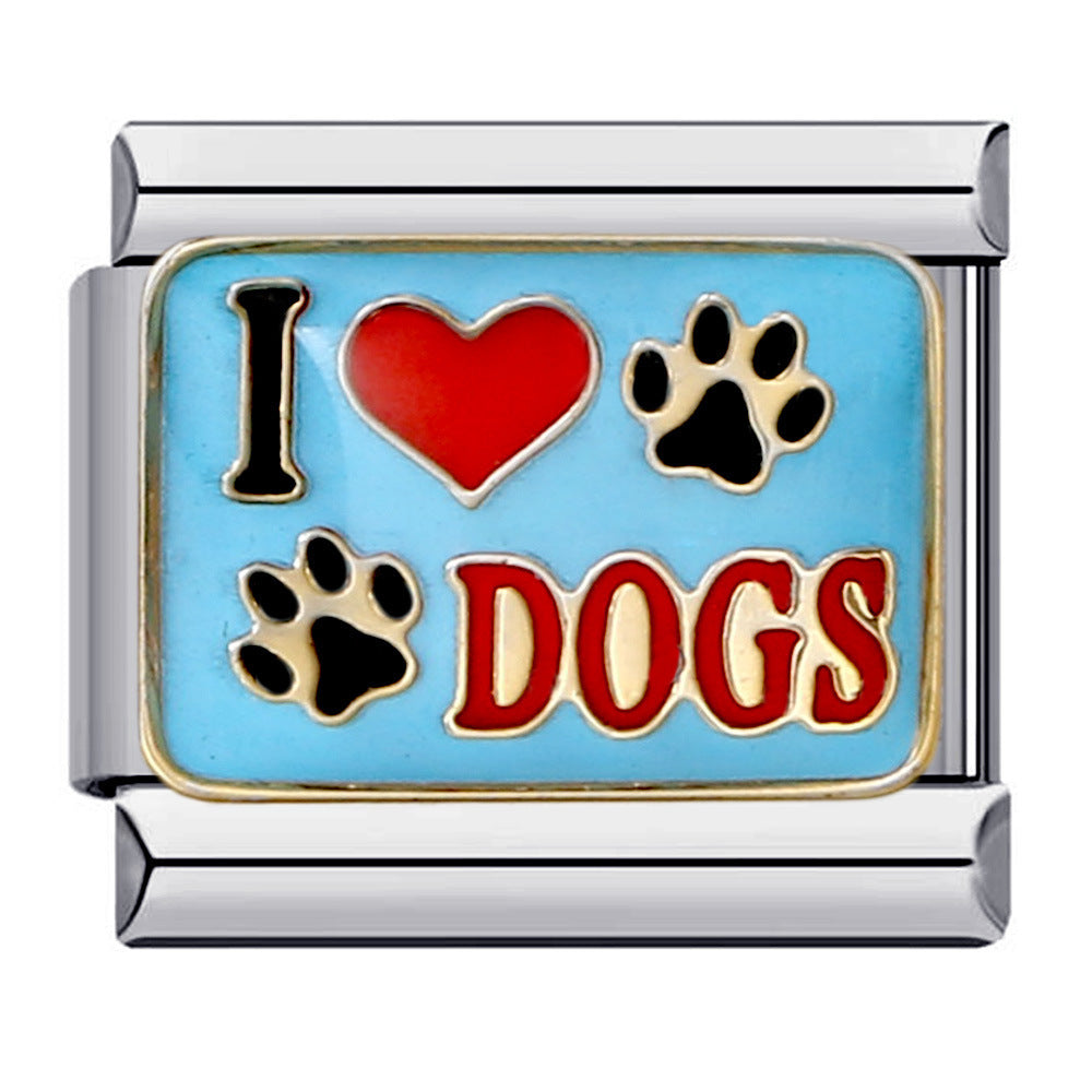 Cross Border Hot Selling Love Series Titanium Steel Welding Drip Oil Wristband Cartoon DIY Italian Module Bracelet Wholesale Cross Border Hot Selling Love Series Titanium Steel Welding Drip Oil Wristband Cartoon DIY Italian Module Bracelet Wholesale