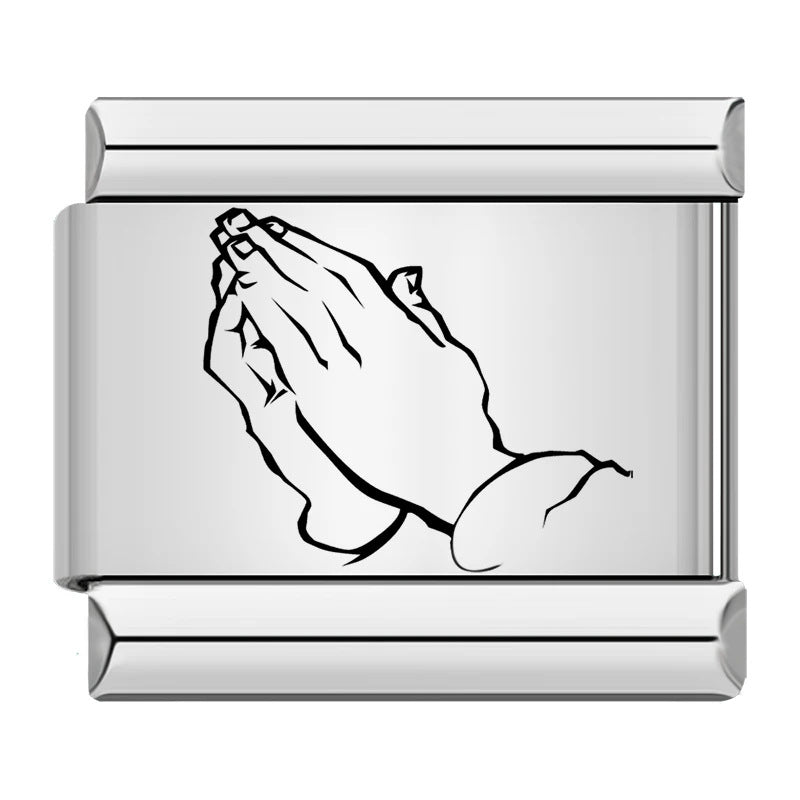 Titanium Steel Laser Engraved Cross Italian Module Bracelet DIY Watch Strap Chain Italian Charms Titanium Steel Laser Engraved Cross Italian Module Bracelet DIY Watch Strap Chain Italian Charms