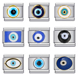 Cross Border New Devil's Eye Italian Module Bracelet Titanium Steel Welding Drip Oil Cartoon DIY Elastic Bracelet Cross Border New Devil's Eye Italian Module Bracelet Titanium Steel Welding Drip Oil Cartoon DIY Elastic Bracelet