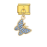 Fashion Diamond Butterfly Pendant Italian Modular Bracelet Gold Silver Elastic DIY Titanium Steel Chain Fashion Diamond Butterfly Pendant Italian Modular Bracelet Gold Silver Elastic DIY Titanium Steel Chain