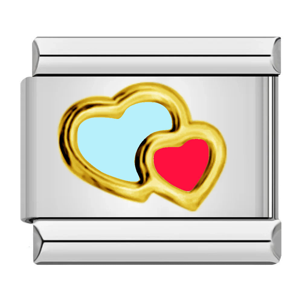 Italian Module Bracelet Color Drip Oil Stamping Pattern DIY Titanium Steel Elastic Splicing Bracelet Accessories Wholesale Italian Module Bracelet Color Drip Oil Stamping Pattern DIY Titanium Steel Elastic Splicing Bracelet Accessories Wholesale