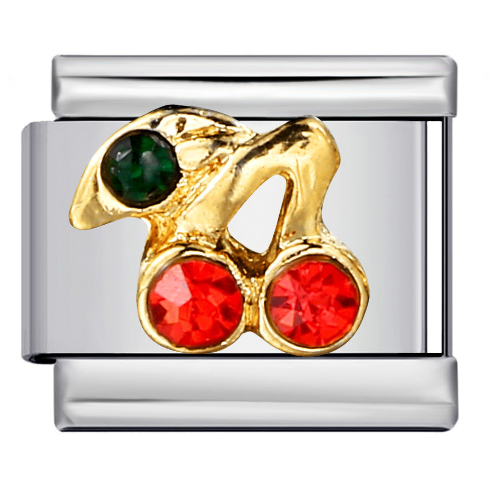 Summer Colorful Vegetable and Fruit Series Italian Module Bracelet Titanium Steel Welding Drip Oil DIY Personalized Splicing Bracelet Summer Colorful Vegetable and Fruit Series Italian Module Bracelet Titanium Steel Welding Drip Oil DIY Personalized Splicing Bracelet