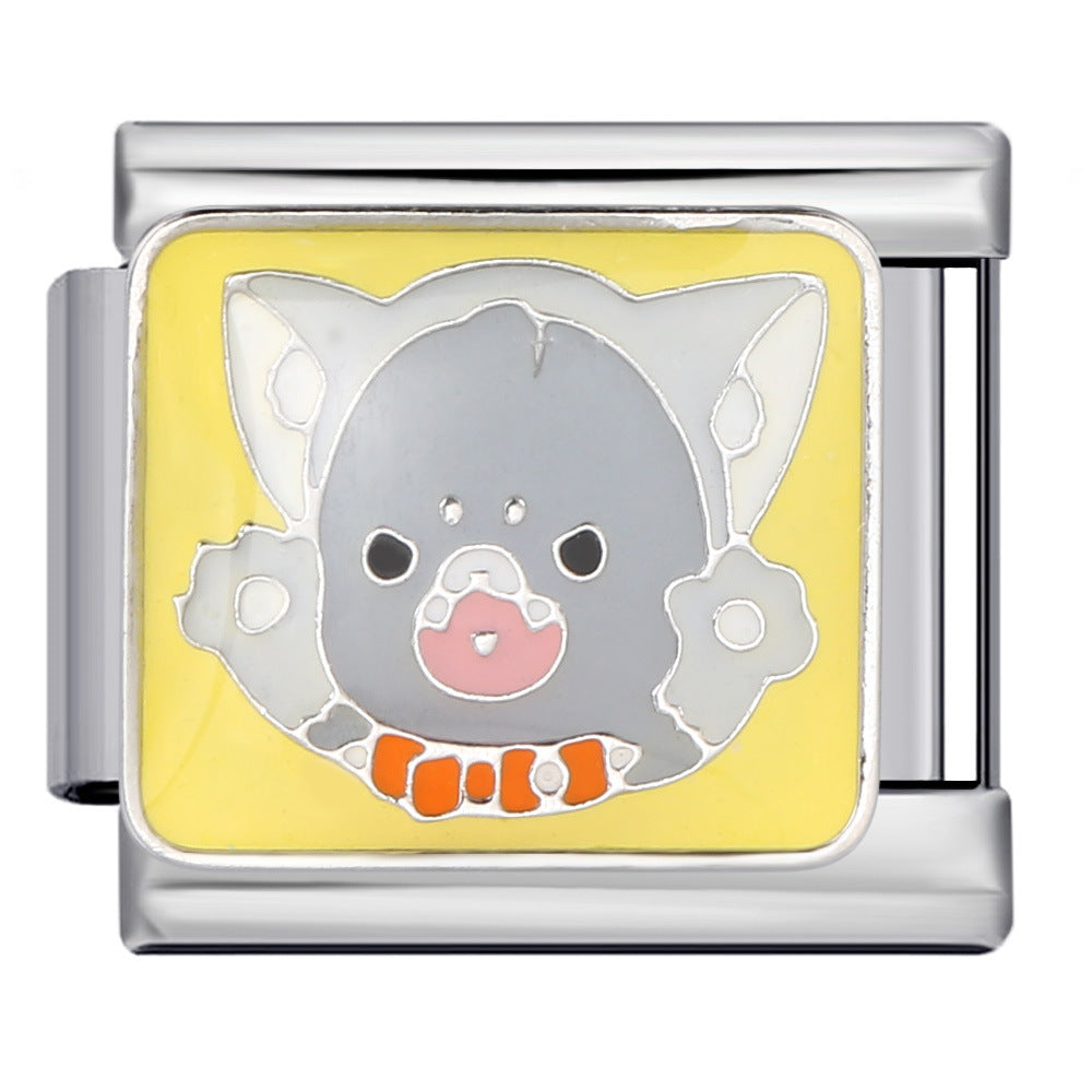 Italian Module Bracelet Stainless Steel Welding Drip Oil Animal Pattern DIY Free Splicing Combination Bracelet Accessories Italian Module Bracelet Stainless Steel Welding Drip Oil Animal Pattern DIY Free Splicing Combination Bracelet Accessories