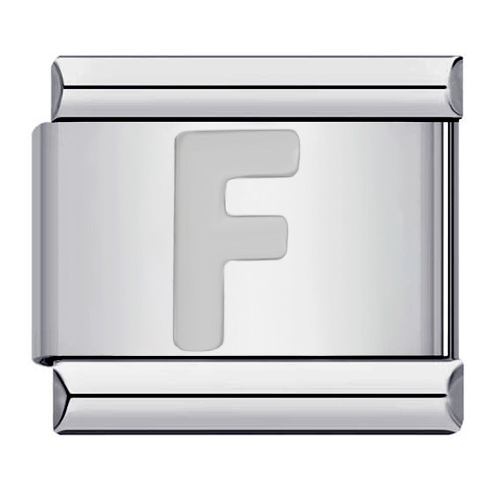 New Titanium Steel Silver Concave Surface 26 English Letters Italian Module Bracelet DIY Strap Chain Accessories Wholesale New Titanium Steel Silver Concave Surface 26 English Letters Italian Module Bracelet DIY Strap Chain Accessories Wholesale