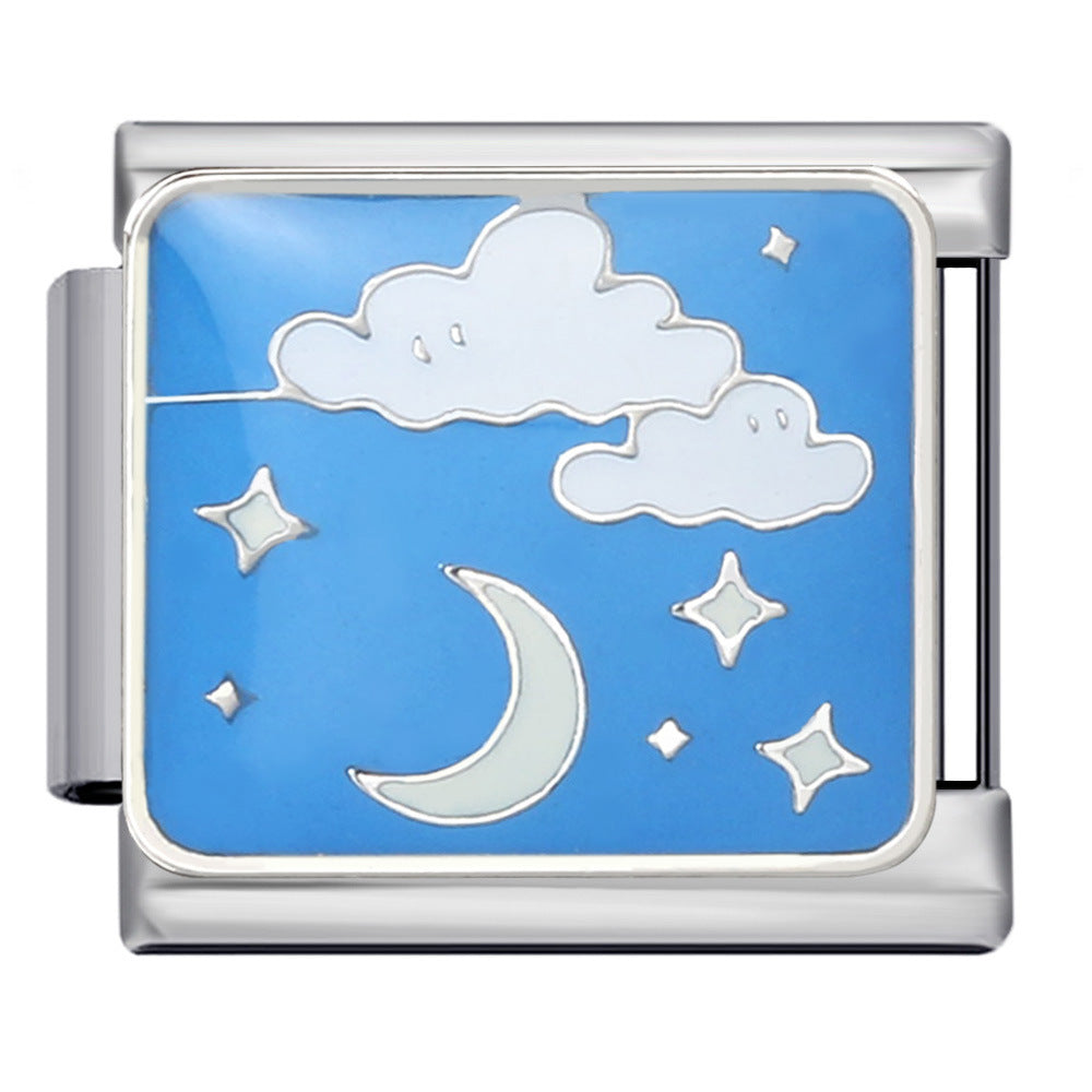 Italian Charm Bracelet Titanium Steel Welded Space Universe Series Italian Module Bracelet Italian Charm Bracelet Titanium Steel Welded Space Universe Series Italian Module Bracelet