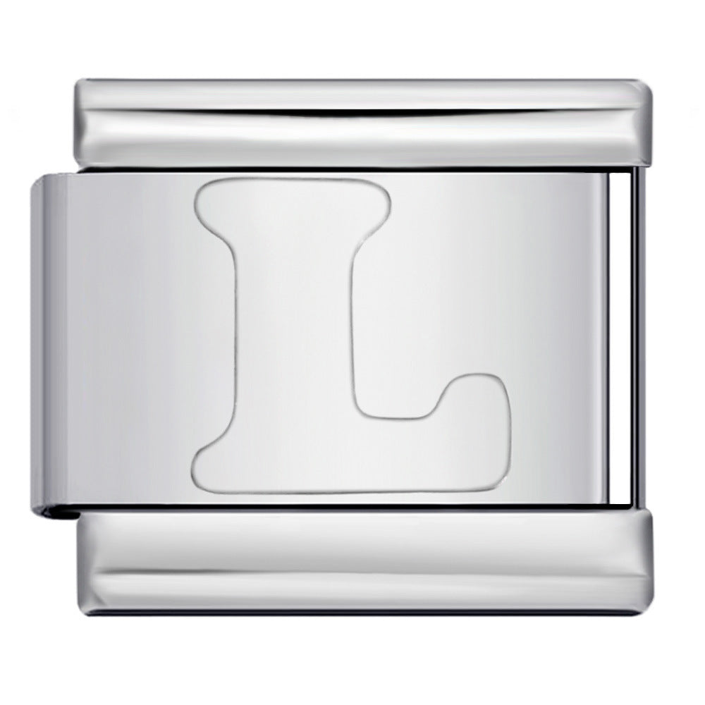 New Non Dripping Oil Series Bracelet Titanium Steel Concave 26 English Letter DIY Italian Module Bracelet Accessories New Non Dripping Oil Series Bracelet Titanium Steel Concave 26 English Letter DIY Italian Module Bracelet Accessories