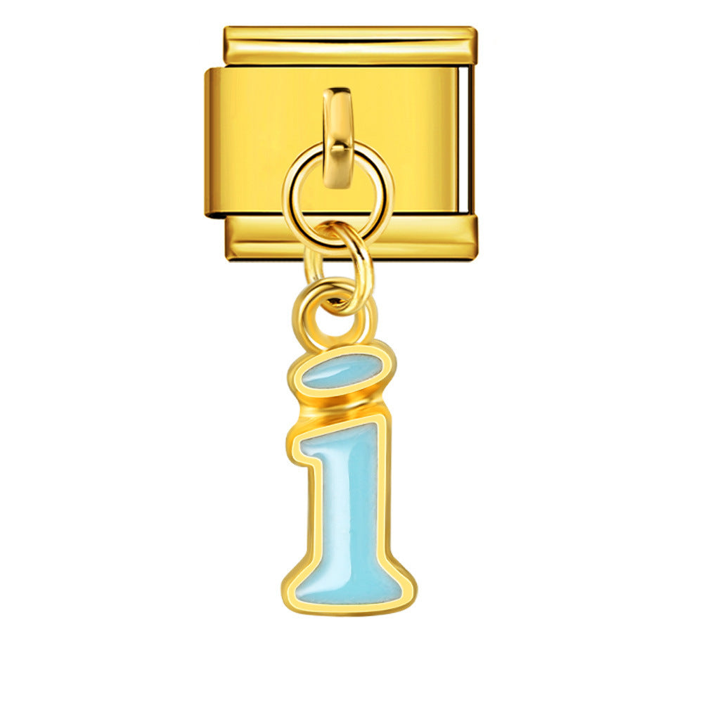 Gold Background, Colorful Oil Dripping Letters, Italian Module Bracelet, Titanium Steel Welded Hook, Fashionable and Simple Wristband Accessory Gold Background, Colorful Oil Dripping Letters, Italian Module Bracelet, Titanium Steel Welded Hook, Fashionable and Simple Wristband Accessory