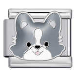 Cute Cartoon Dog Cute Pet Series Titanium Steel Welding Drip Oil DIY Italian Module Bracelet Accessories Cute Cartoon Dog Cute Pet Series Titanium Steel Welding Drip Oil DIY Italian Module Bracelet Accessories