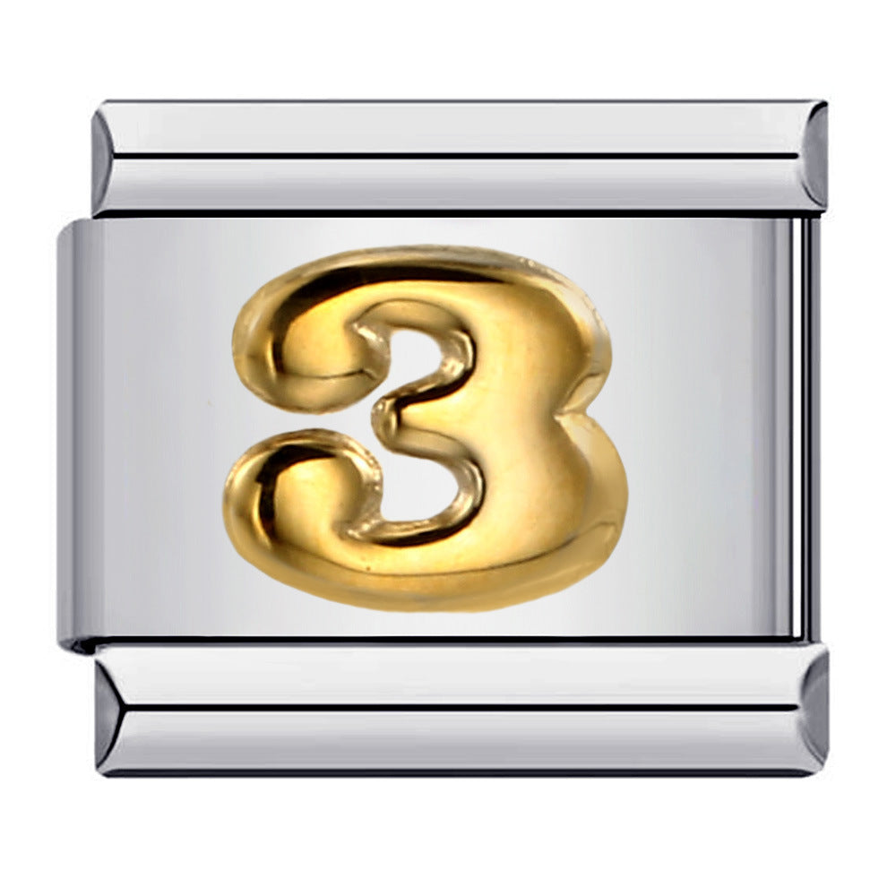 New titanium steel concave convex Arabic numerals DIY Italian module bracelet Italian Module New titanium steel concave convex Arabic numerals DIY Italian module bracelet Italian Module