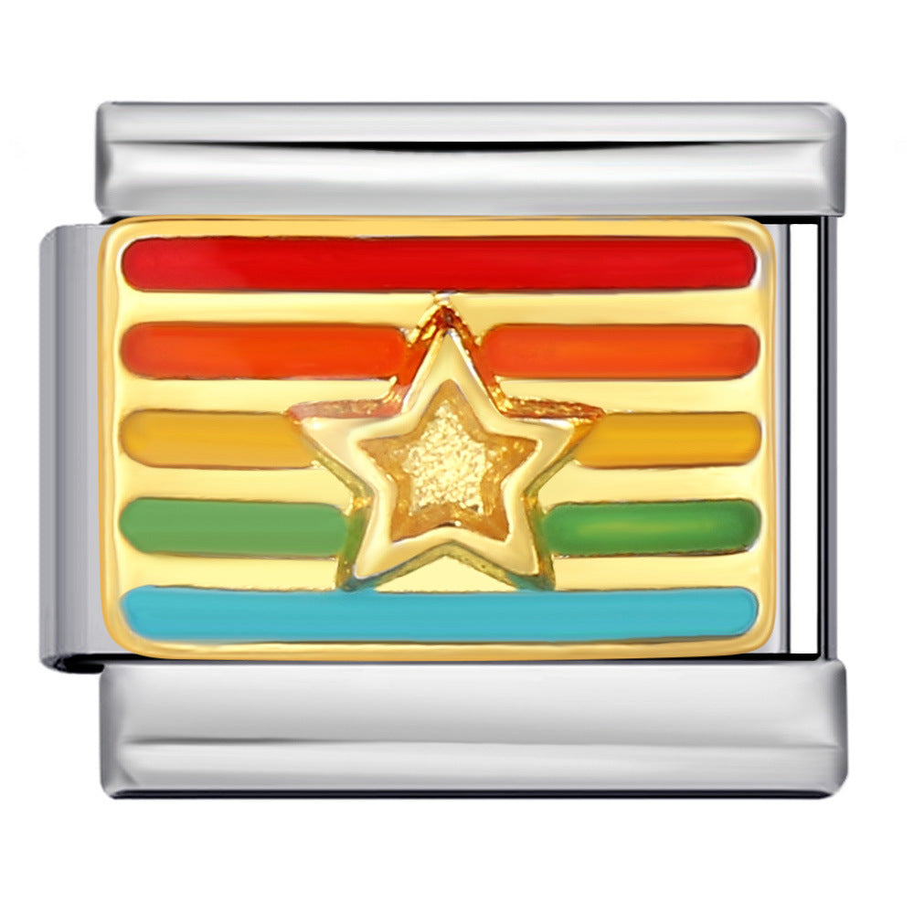 Cross Border Hot Selling Rainbow Love Italian Module Bracelet, Stainless Steel Elastic DIY Bracelet Accessories Wholesale Cross Border Hot Selling Rainbow Love Italian Module Bracelet, Stainless Steel Elastic DIY Bracelet Accessories Wholesale