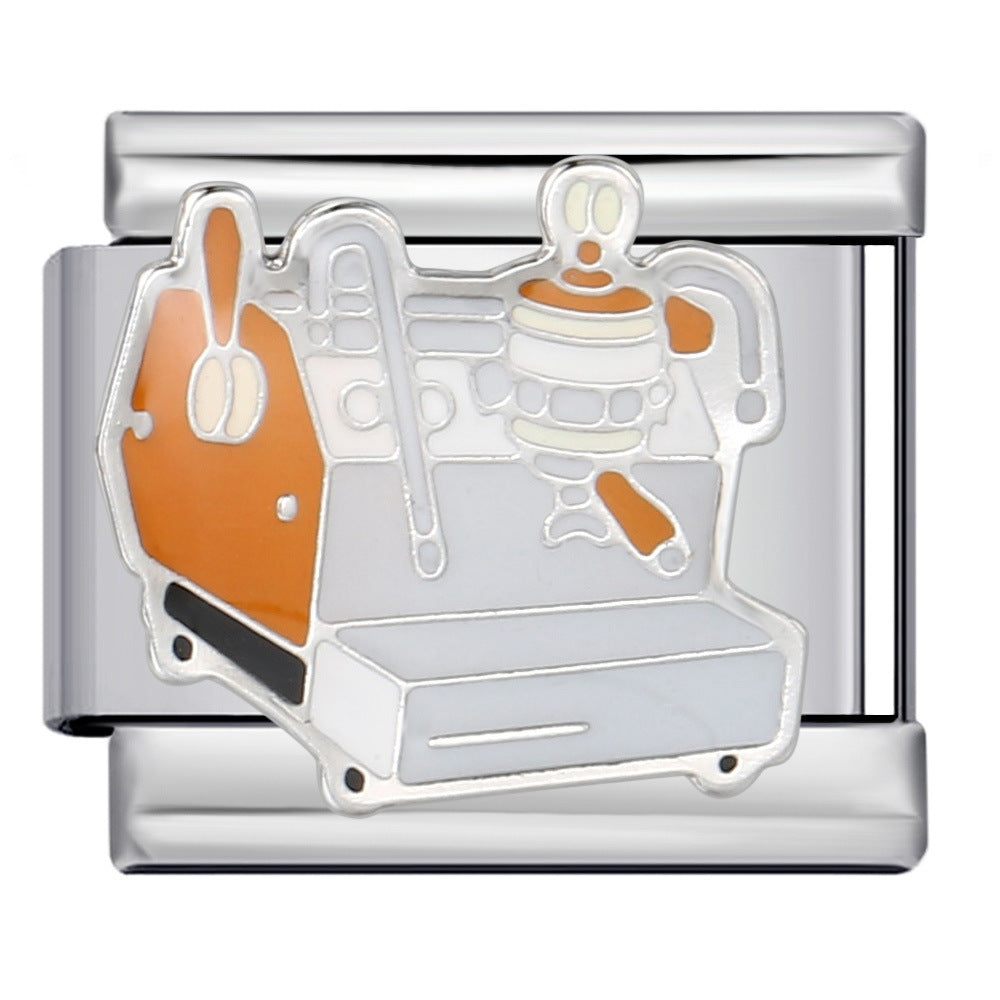 Titanium Steel Gold-plated Drip Welding Pattern DIY Italian Module Bracelet Italian Charm Bracele Titanium Steel Gold-plated Drip Welding Pattern DIY Italian Module Bracelet Italian Charm Bracele