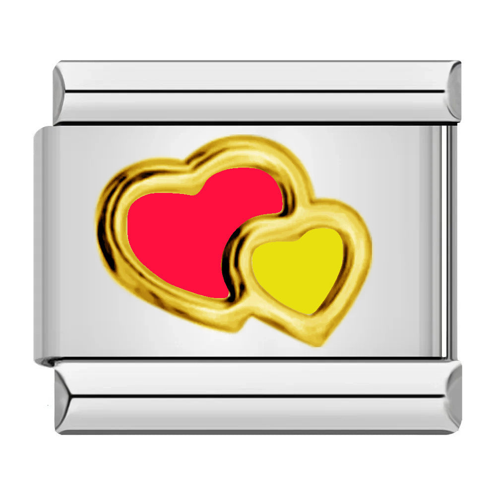 Italian Module Bracelet Color Drip Oil Stamping Pattern DIY Titanium Steel Elastic Splicing Bracelet Accessories Wholesale Italian Module Bracelet Color Drip Oil Stamping Pattern DIY Titanium Steel Elastic Splicing Bracelet Accessories Wholesale