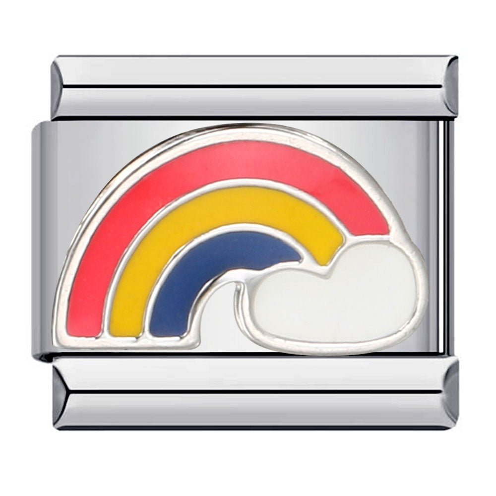 Rainbow Element Stainless Steel Italian Module Bracelet Welding Drip Oil Pattern DIY Bracelet Italian Charm Rainbow Element Stainless Steel Italian Module Bracelet Welding Drip Oil Pattern DIY Bracelet Italian Charm